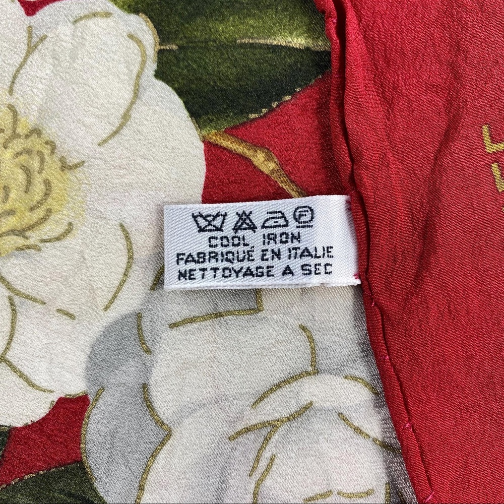 Chanel Red and Gold Floral Silk Scarf - Picture 6 of 7